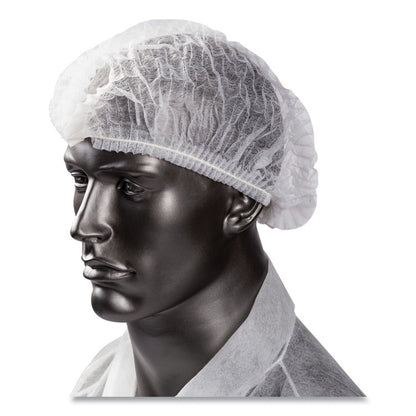 Latex-Free Operating Room Cap, Pleated, Spun-Bonded Polypropylene, 21", White, 100 Caps/Pack, 10 Packs/Carton