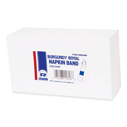 Napkin Bands, Burgundy, 1.5", 2,500/Pack, 8 Packs/Carton
