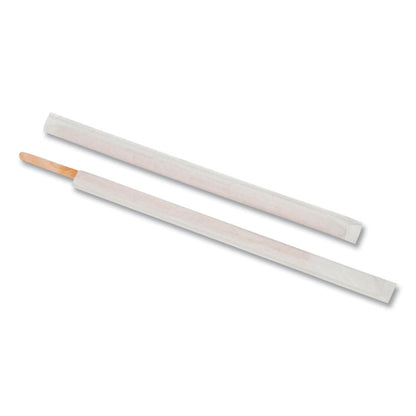 Wood Stir Sticks, 7.5", Wrapped, 5,000/Carton