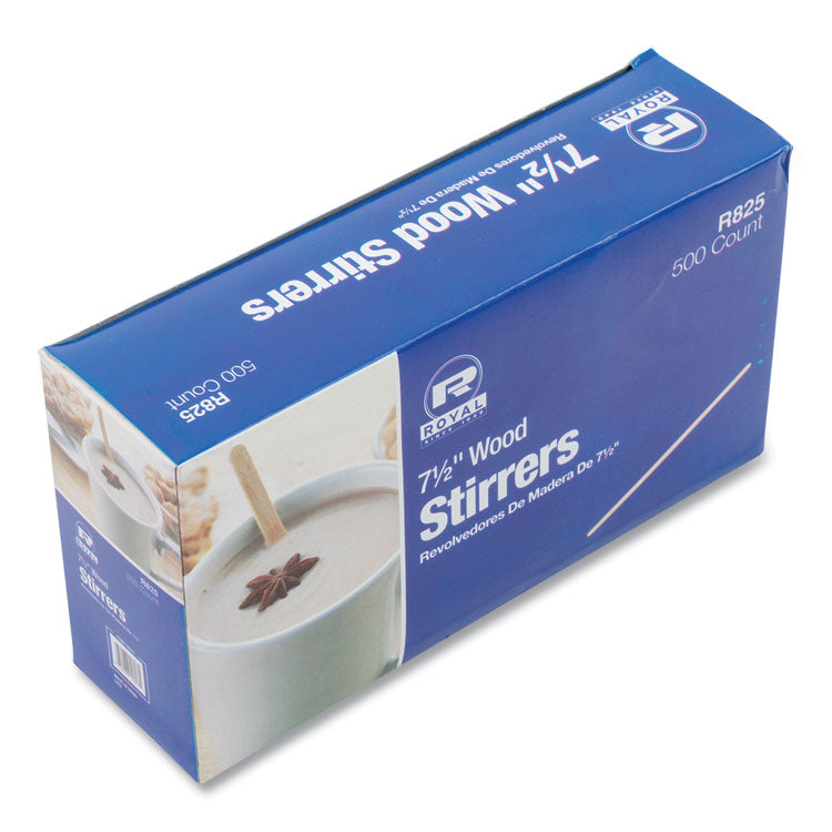 Wood Stir Sticks, 7.5" Long, 500/Box, 10 Boxes/Carton