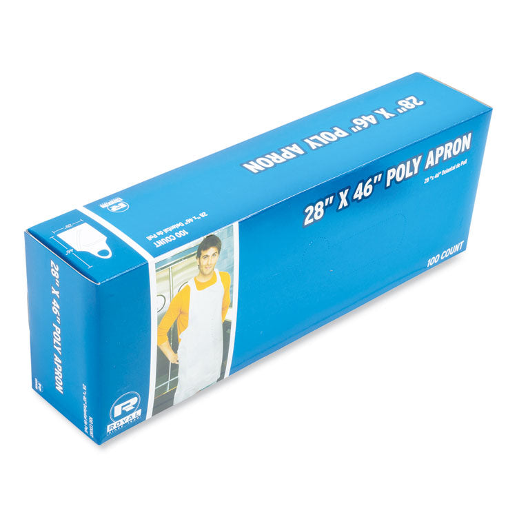 Poly Apron, 28 x 46, One Size Fits Most, White, 100/Pack, 10 Packs/Carton