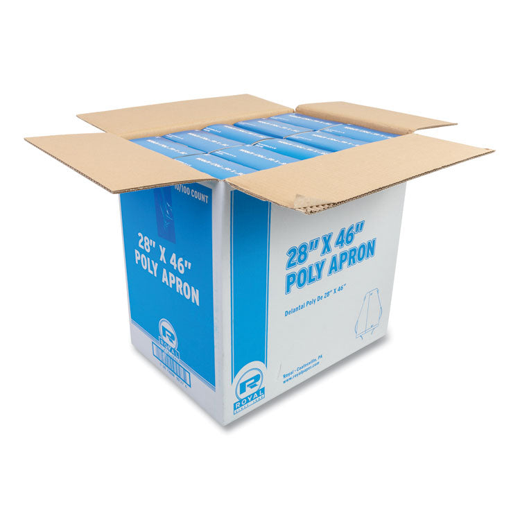 Poly Apron, 28 x 46, One Size Fits Most, White, 100/Pack, 10 Packs/Carton