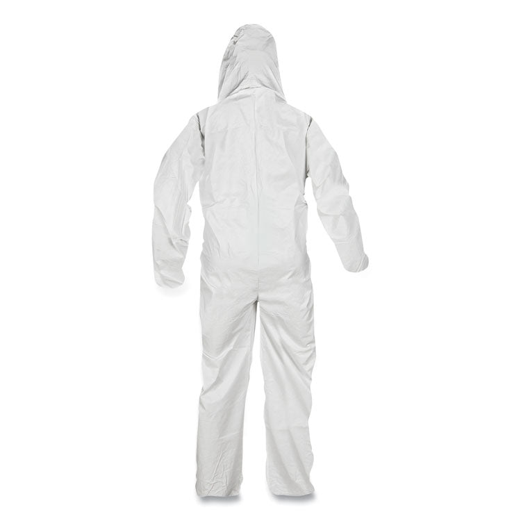 A45 Liquid/Particle Protection Surface Prep/Paint Coverall, Zipper Front, Elastic Wrist/Ankle/Hood, 2XL, White, 25/Carton