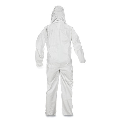 A45 Liquid/Particle Protection Surface Prep/Paint Coverall, Zipper Front, Elastic Wrist/Ankle/Hood, 2XL, White, 25/Carton