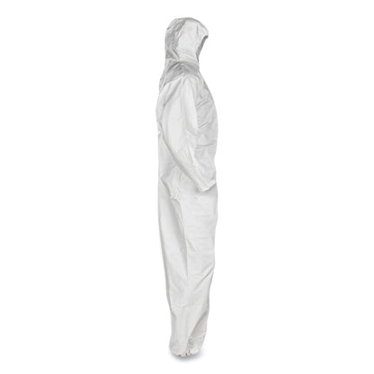 A45 Liquid/Particle Protection Surface Prep/Paint Coverall, Zipper Front, Elastic Wrist/Ankles/Hood, XL, White, 25/Carton