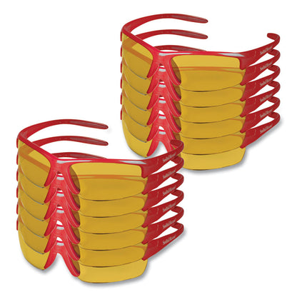 Equalizer Safety Glasses, Red Half Frame, Amber/Yellow Dual Lens, 12/Box