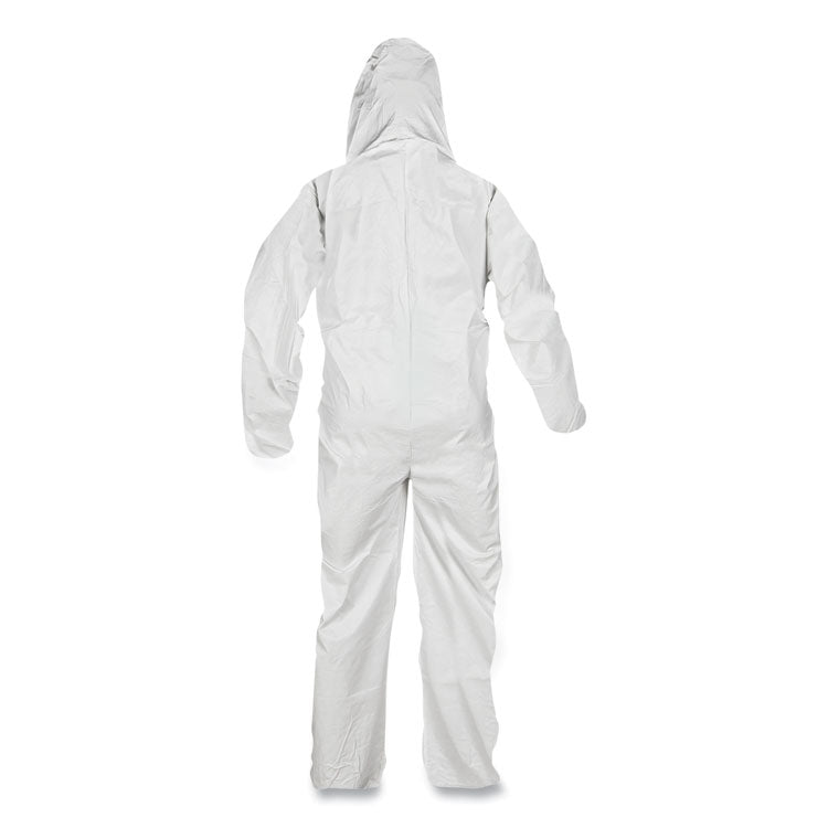 A45 Liquid/Particle Protection Surface Prep/Paint Coverall, Zipper Front, Elastic Wrist/Ankle/Hood, 3XL, White, 25/Carton