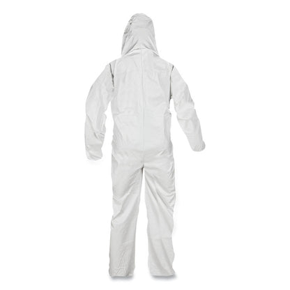 A45 Liquid/Particle Protection Surface Prep/Paint Coverall, Zipper Front, Elastic Wrist/Ankle/Hood, 3XL, White, 25/Carton
