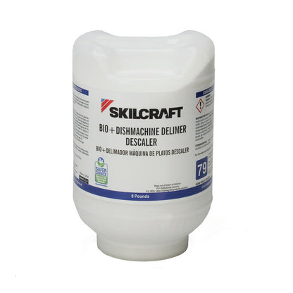 6850016950086, SKILCRAFT Bio+ Dishwasher De-Limer/De-Scaler, Unscentd, 8 lb Bottle, 2/Carton