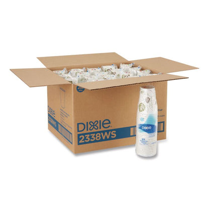 Pathways Paper Hot Cups, WiseSize, 8 oz, White/Brown, 25/Bag, 20 Bags/Carton
