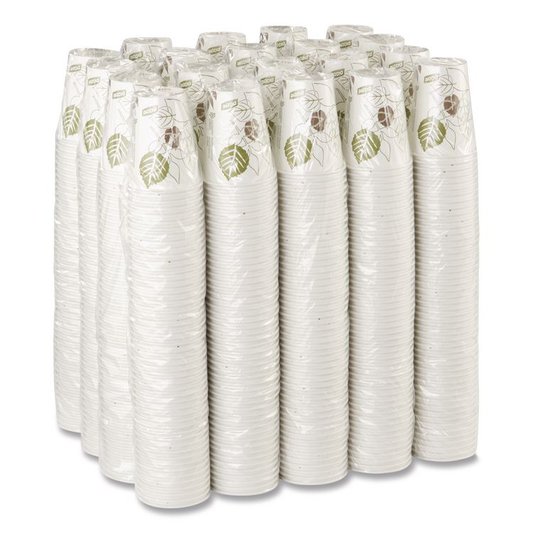 Pathways Paper Hot Cups, 8 oz, White/Brown, 50/Sleeve, 20 Sleeves/Carton