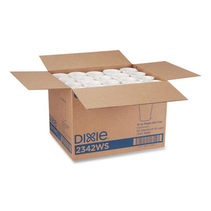 Pathways Paper Hot Cups, WiseSize, 12 oz, White/Brown, 25/Bag, 20 Bags/Carton