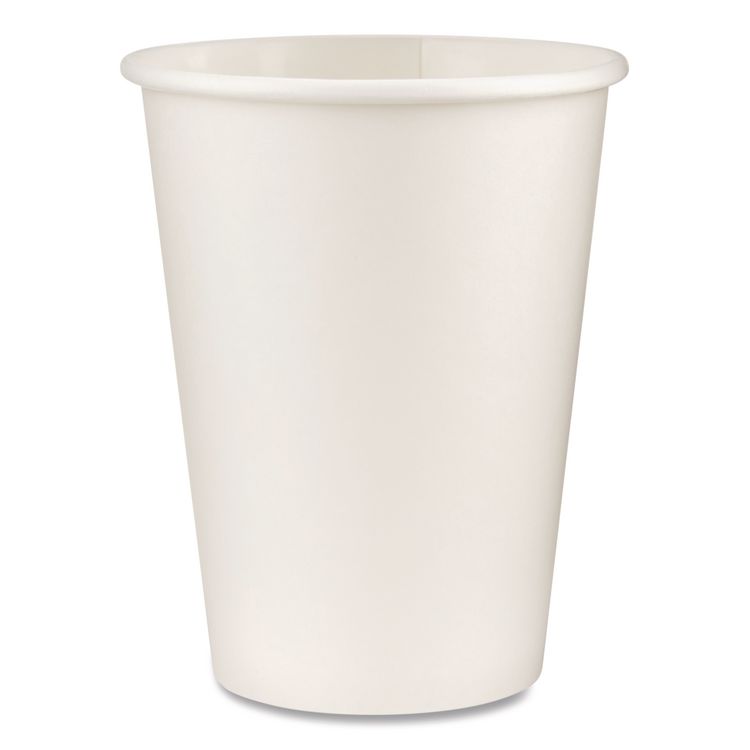 Paper Hot Cups, 12 oz, White, 50/Sleeve, 20 Sleeves/Carton