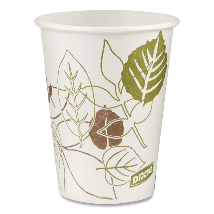 Pathways Paper Hot Cups, WiseSize, 8 oz, White/Brown, 25/Bag, 20 Bags/Carton