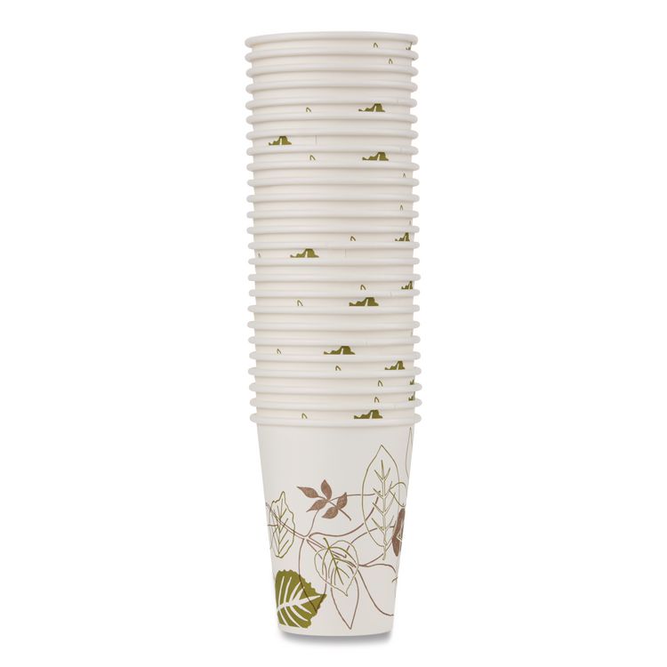 Pathways Paper Hot Cups, WiseSize, 12 oz, White/Brown, 25/Pack