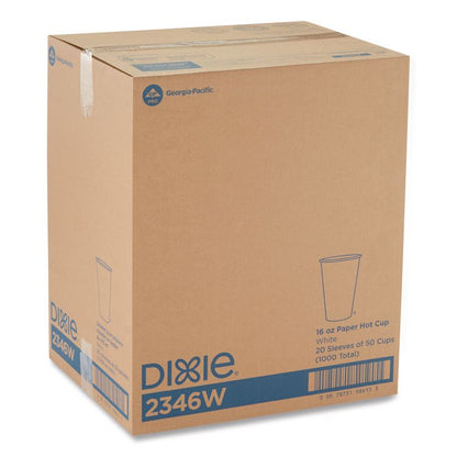 Paper Hot Cups, 16 oz, White, 50/Sleeve, 20 Sleeves/Carton