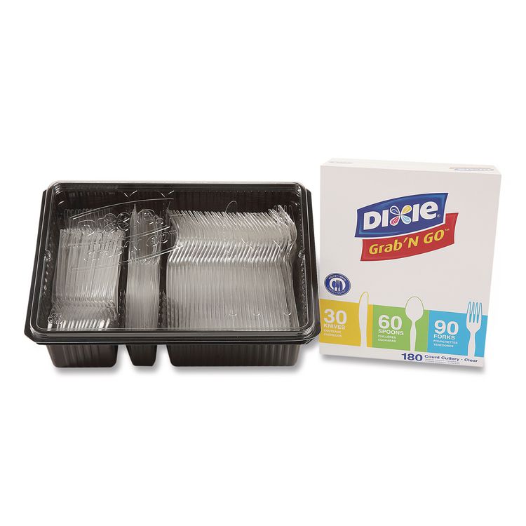 Heavyweight Polystyrene Cutlery, Fork/Knife/Spoon, Plastic, Clear, 180/Pack, 10 Packs/Carton