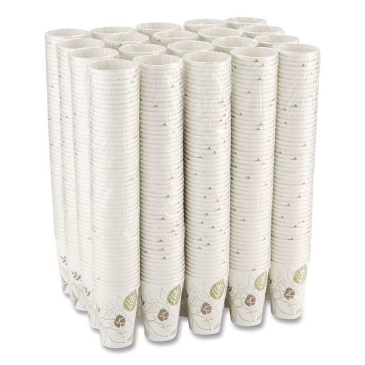 Pathways Paper Hot Cups, 16 oz, White/Brown, 50/Sleeve, 20 Sleeves/Carton