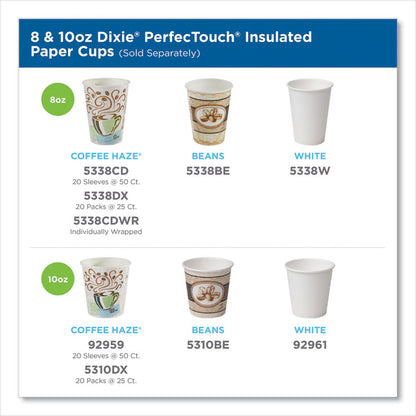 PerfecTouch Paper Hot Cups, 8 oz, Coffee Haze Design, 50/Pack