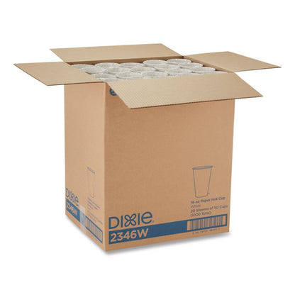 Paper Hot Cups, 16 oz, White, 50/Sleeve, 20 Sleeves/Carton