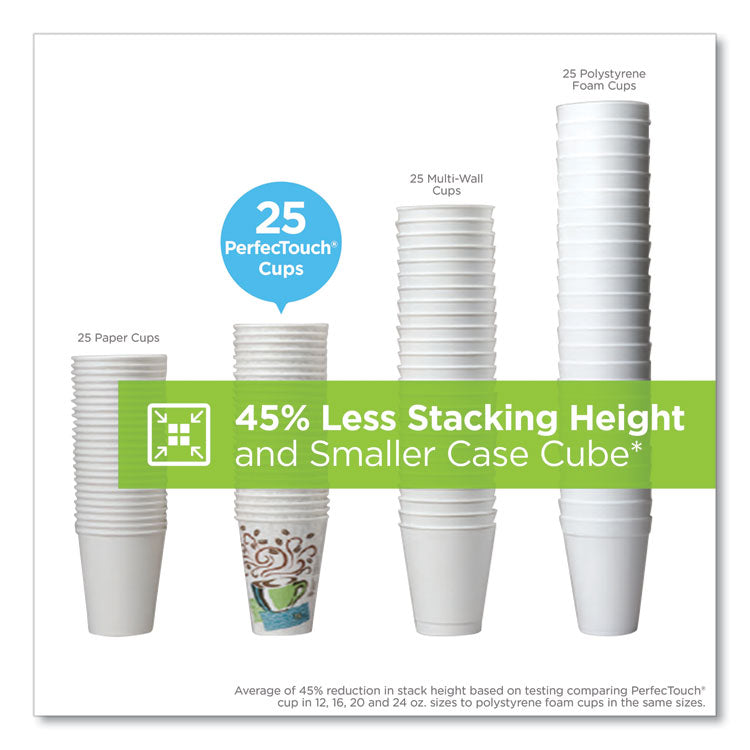 PerfecTouch Paper Hot Cups, 8 oz, Coffee Haze Design, 50/Sleeve, 20 Sleeves/Carton