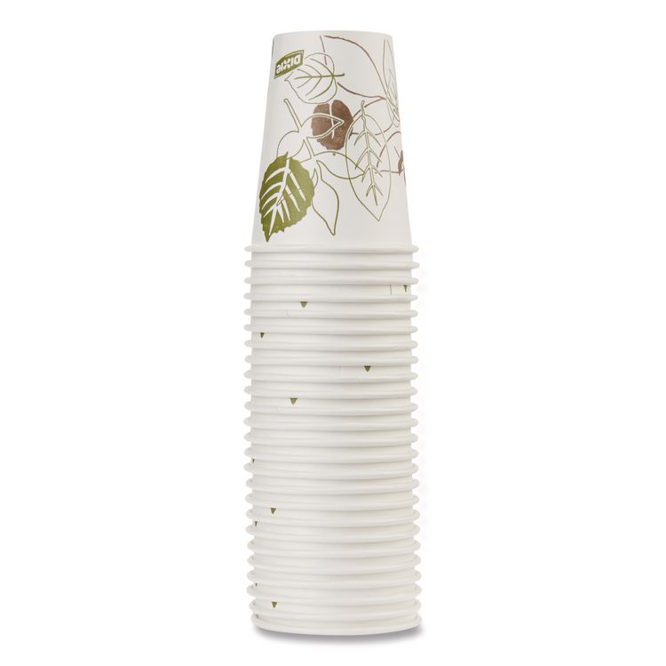 Pathways Paper Hot Cups, WiseSize, 8 oz, White/Brown, 25/Pack