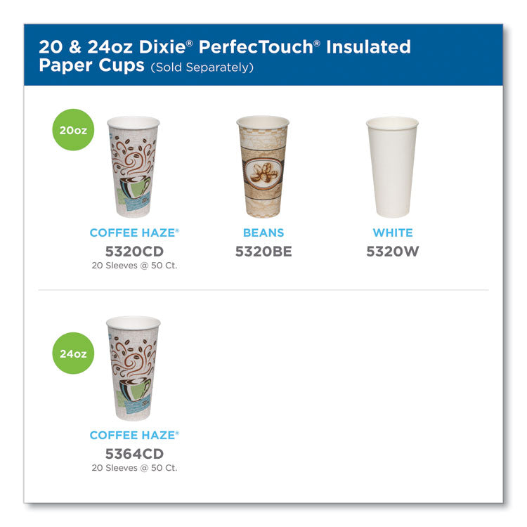 PerfecTouch Paper Hot Cups, 20 oz, Coffee Haze Design, 25/Sleeve, 20 Sleeves/Carton