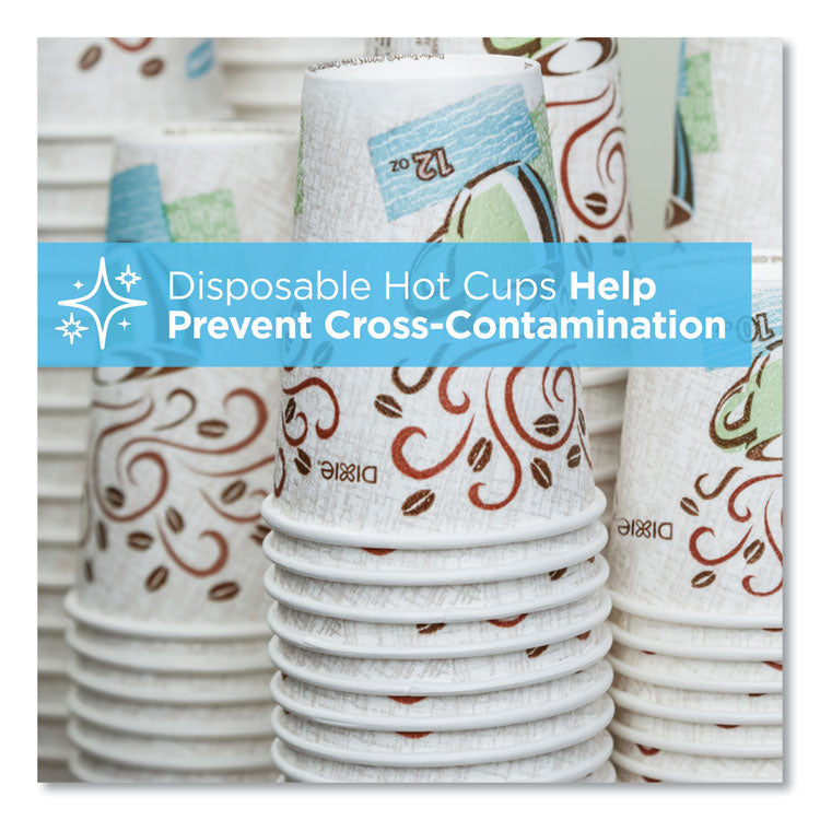 PerfecTouch Paper Hot Cups, 10 oz, Coffee Haze Design, 50/Sleeve, 20 Sleeves/Carton