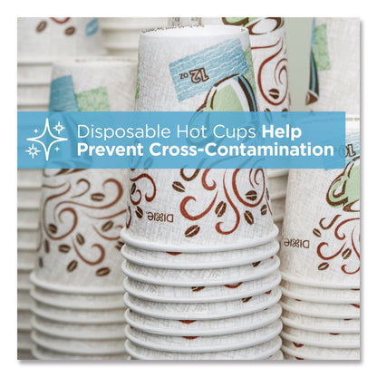 PerfecTouch Paper Hot Cups, 12 oz, Coffee Haze Design, 25/Sleeve, 20 Sleeves/Carton