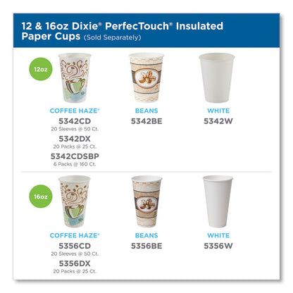 PerfecTouch Paper Hot Cups, 10 oz, Coffee Haze Design, 50/Sleeve, 20 Sleeves/Carton