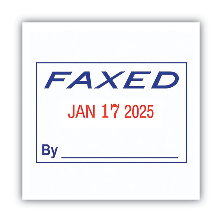 Model S 360 Two-Color Message Dater, 1.75 x 1, "Faxed," Self-Inking, Blue/Red