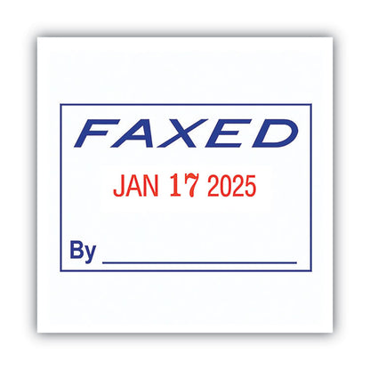 Model S 360 Two-Color Message Dater, 1.75 x 1, "Faxed," Self-Inking, Blue/Red