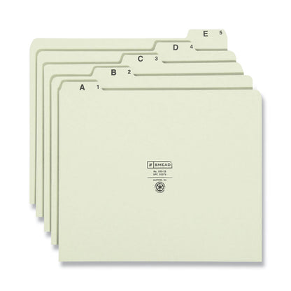 Alphabetic Top-Tab Indexed File Guide Set, 1/5-Cut Top Tab, A to Z, 8.5 x 11, Green, 25/Set