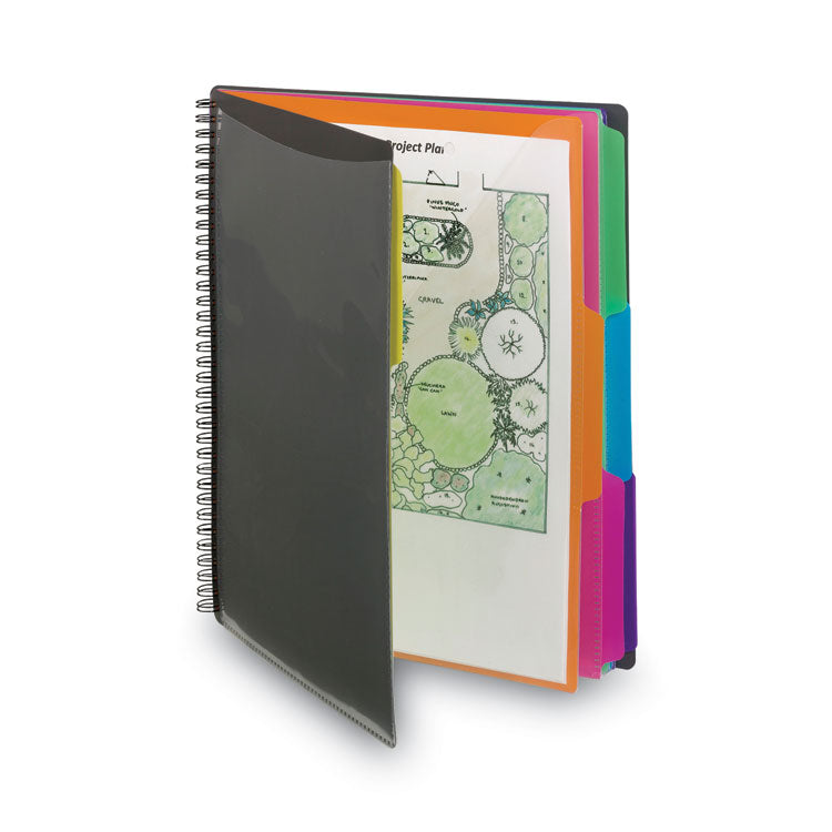 Poly Project Organizer, 12 Letter-Size Sleeves, Gray with Bright Pockets