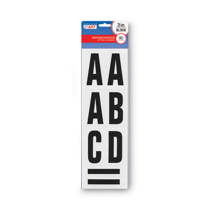 Peel-and-Stick Letters, Numbers and Symbols, 3" Tall, Black Characters, White Background, 80 Pieces
