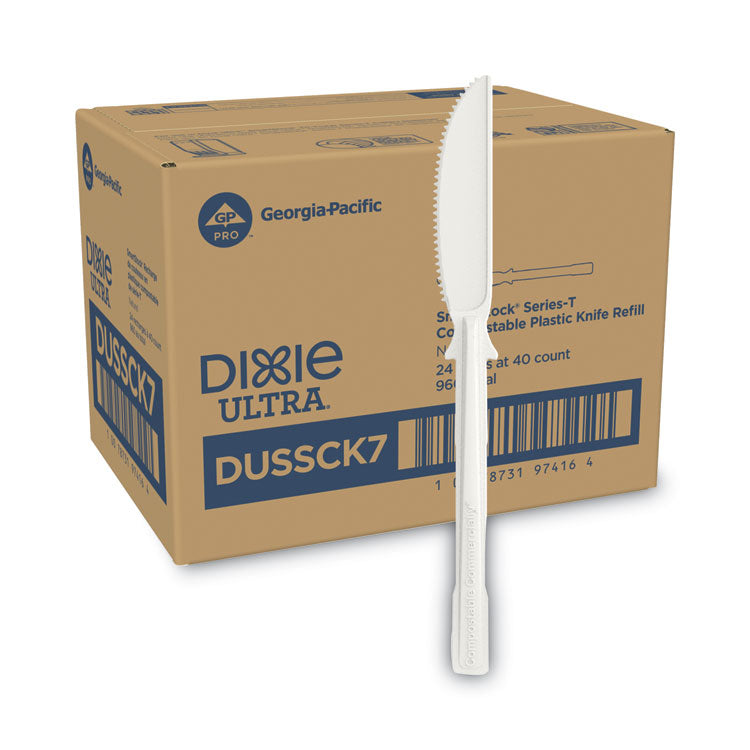 SmartStock Tri-Tower Dispensing System Cutlery, Heavyweight Knife, Plastic, Natural, 40/Pack, 24 Packs/Carton
