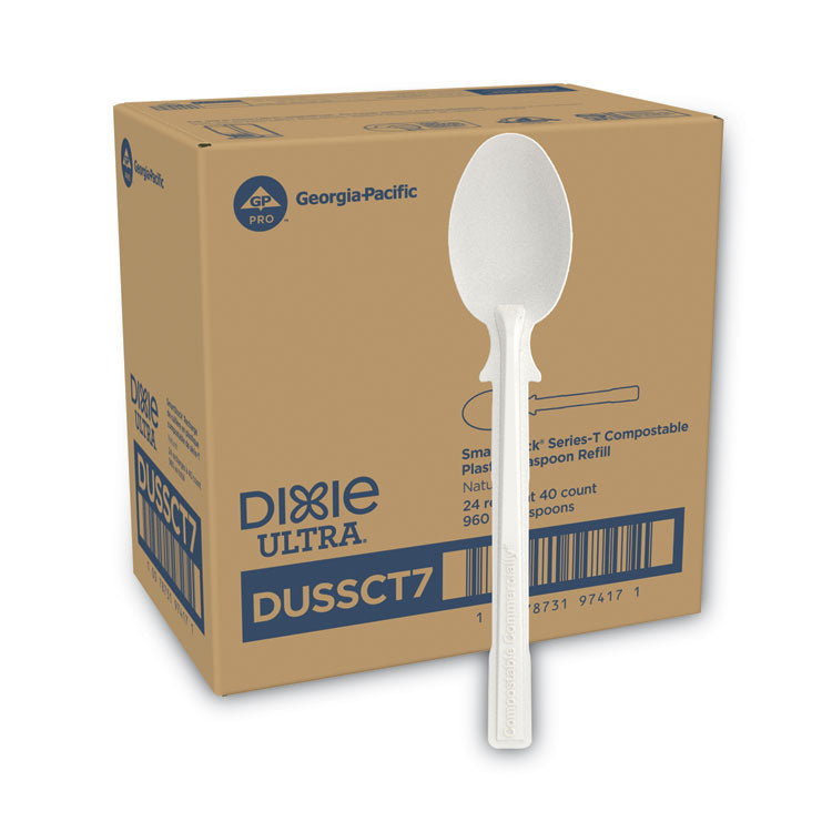 SmartStock Tri-Tower Dispensing System Cutlery, Heavyweight Spoon, Plastic, Natural, 40/Pack, 24 Packs/Carton