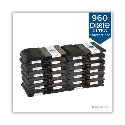SmartStock Tri-Tower Dispensing System Polystyrene Cutlery, Mediumweight Knife, Plastic, Black, 40/Pack, 24 Packs/Carton