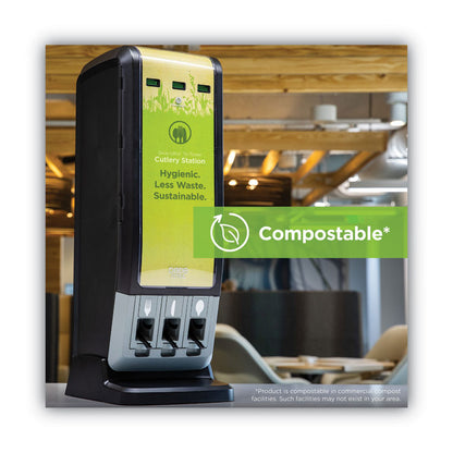 SmartStock Tri-Tower Dispensing System Cutlery, Heavyweight Spoon, Plastic, Natural, 40/Pack, 24 Packs/Carton