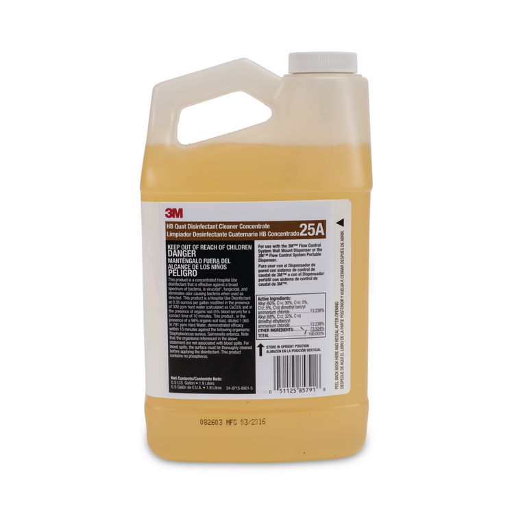 HB Quat Disinfectant Cleaner Concentrate, Unscented, For Flow Control System and Twist 'n Fill System, 1 gal Bottle