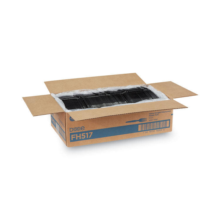 Plastic Cutlery, Heavyweight Fork, Black, 1,000/Carton