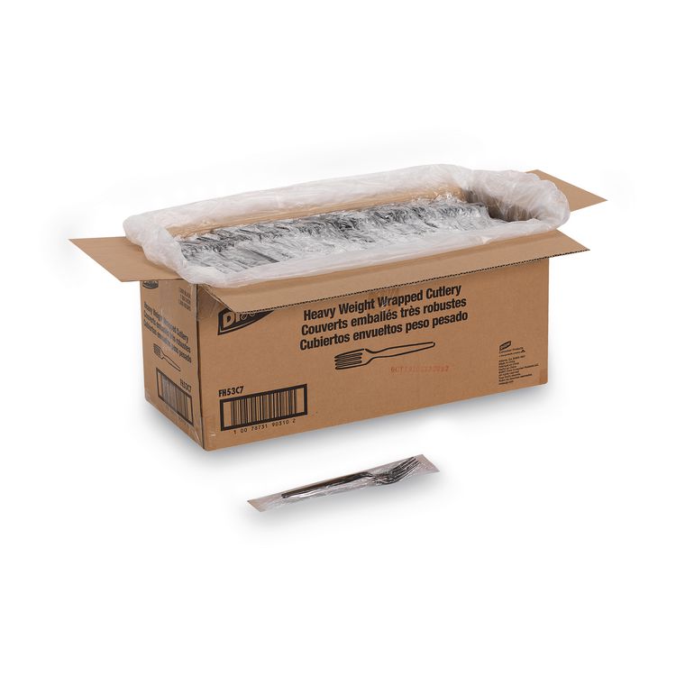 Individually Wrapped Heavyweight Forks, Plastic, Black, 1,000/Carton