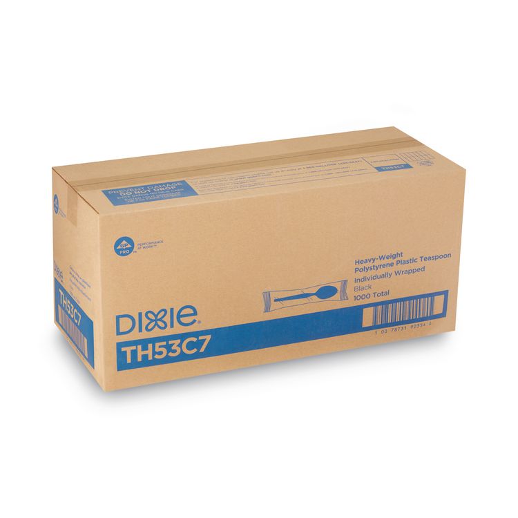Individually Wrapped Heavyweight Spoon, Plastic, Black, 1,000/Carton