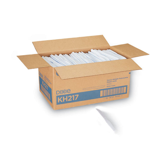 Plastic Cutlery, Heavyweight Knife, 7.5", White, 1,000/Carton