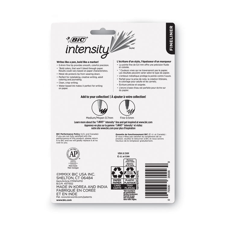 Intensity Porous Point Pen, Stick, Extra-Fine 0.4 mm, Assorted Ink and Barrel Colors, 10/Pack
