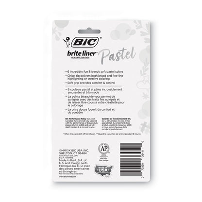 Brite Liner Grip Pocket Highlighter, Assorted Ink Colors, Chisel Tip, Assorted Barrel Colors, 6/Pack