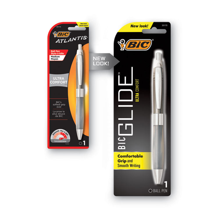 GLIDE Ultra Comfort Ballpoint Pen, Retractable, Medium 1 mm, Black Ink Colors, Randomly Assorted Barrel Colors