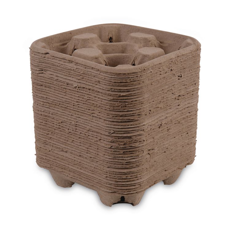 Cup Carrier Tray, 8 oz to 32 oz, Four Cups, Kraft, 300/Carton
