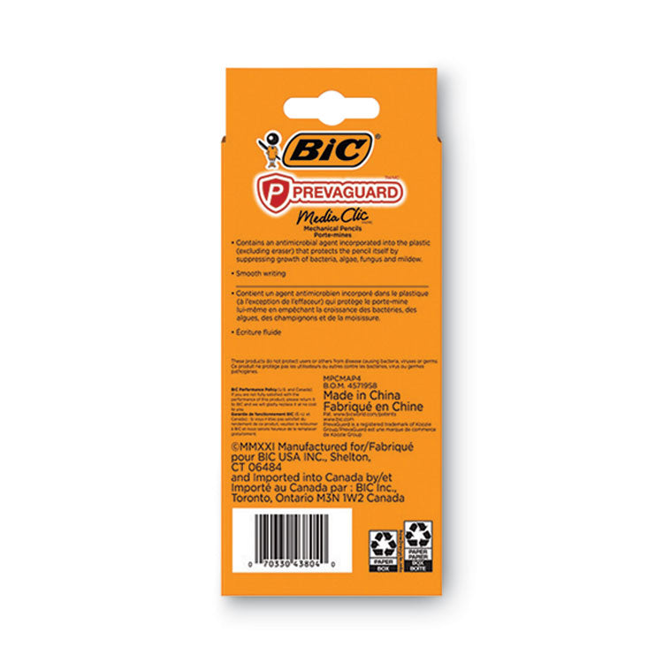 PrevaGuard Media Clic Mechanical Pencils, 0.7 mm, HB (#2), Black Lead, 2 Black Barrel/2 Blue Barrel, 4/Pack