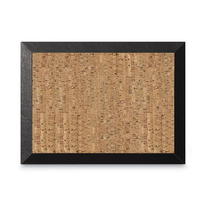 Natural Cork Bulletin Board, 24" x 18", Tan Surface, Black Wood Frame